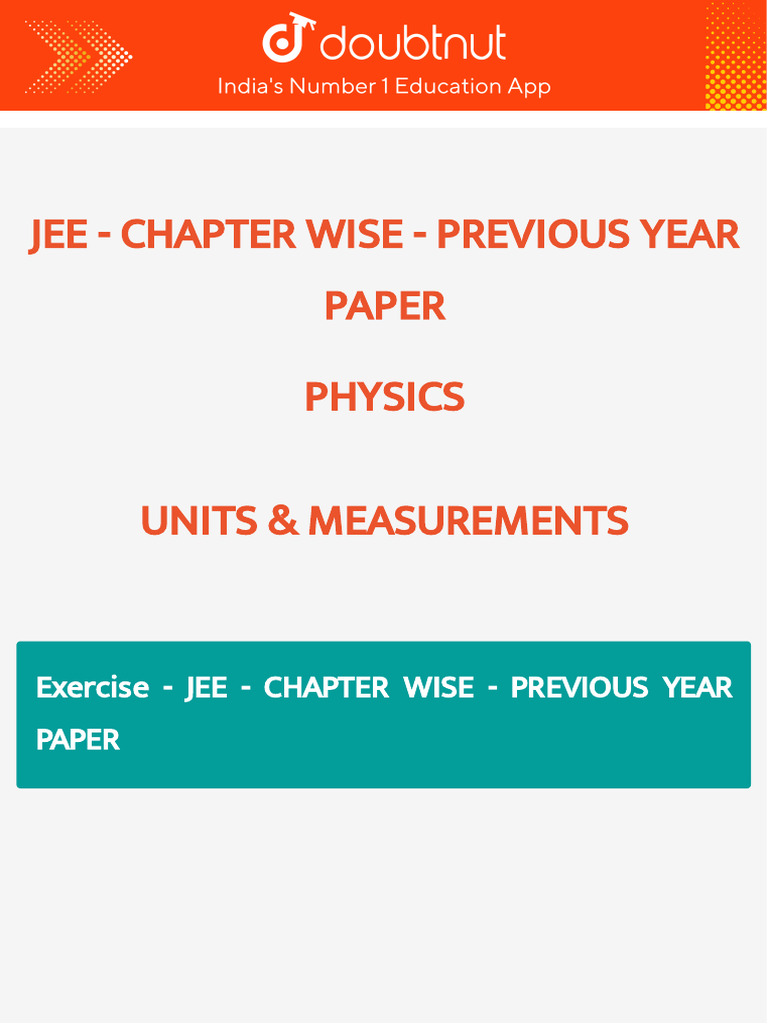 Jee Chapter Wise Previous Year Paper Class 12 Physics Units and ...