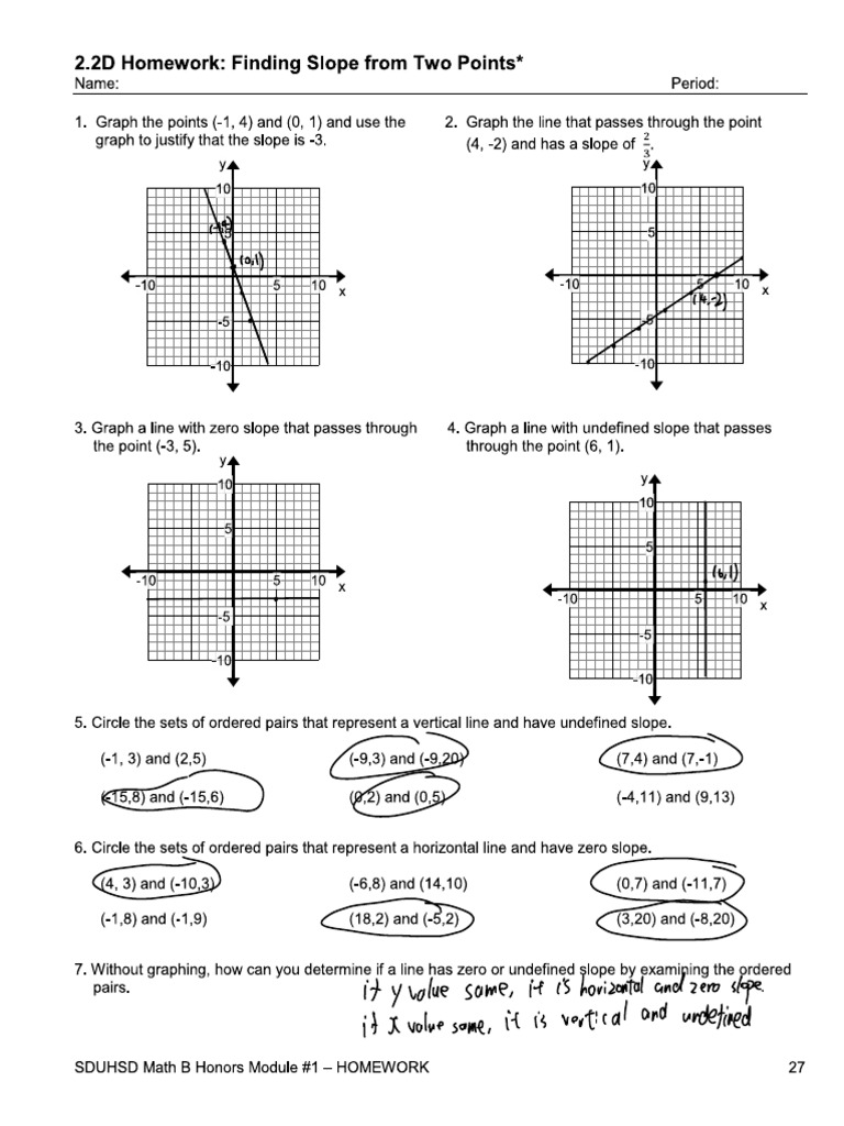 Slope Calculation and Graphing Homework | PDF | Slope | Mathematics