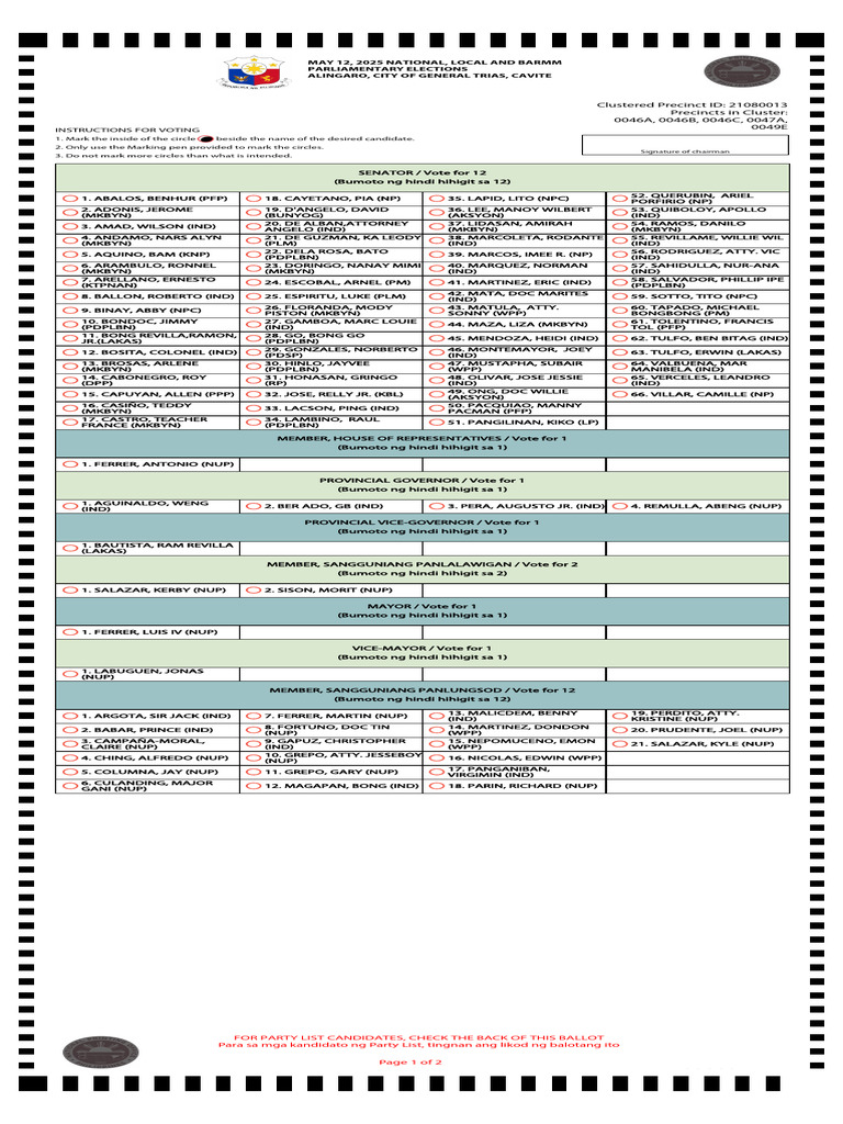 Voting Instructions for 2025 Elections | PDF | Philippines | Elections