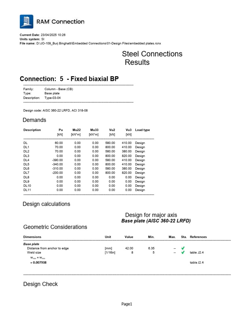 Steel Connection Design Report | PDF | Structural Engineering ...
