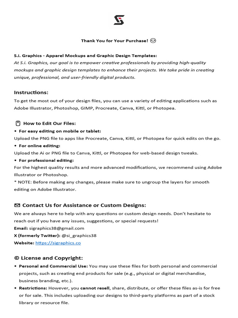 Instructions and License | PDF