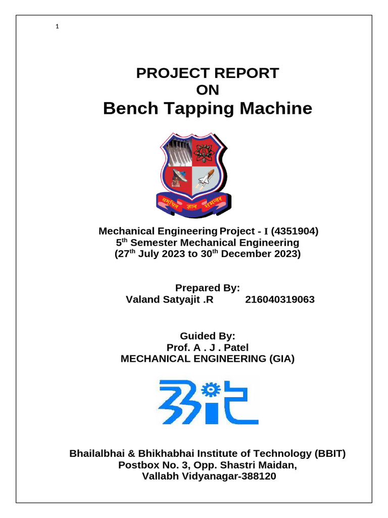 Bench Tapping Machine Project Report | PDF | Screw | Internet Of Things
