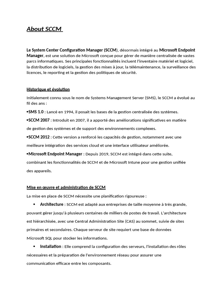 Gestion centralisée avec SCCM | PDF | Informatique | Microsoft