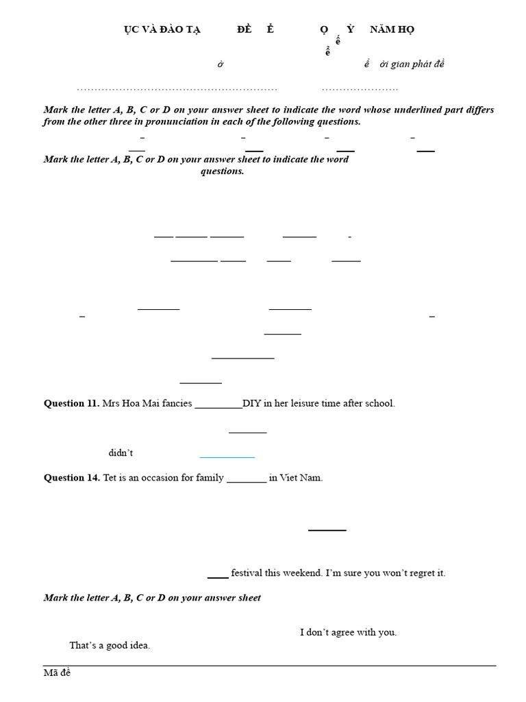 English Test for Grade 8 - Semester 1 | PDF | Meal | Lunch