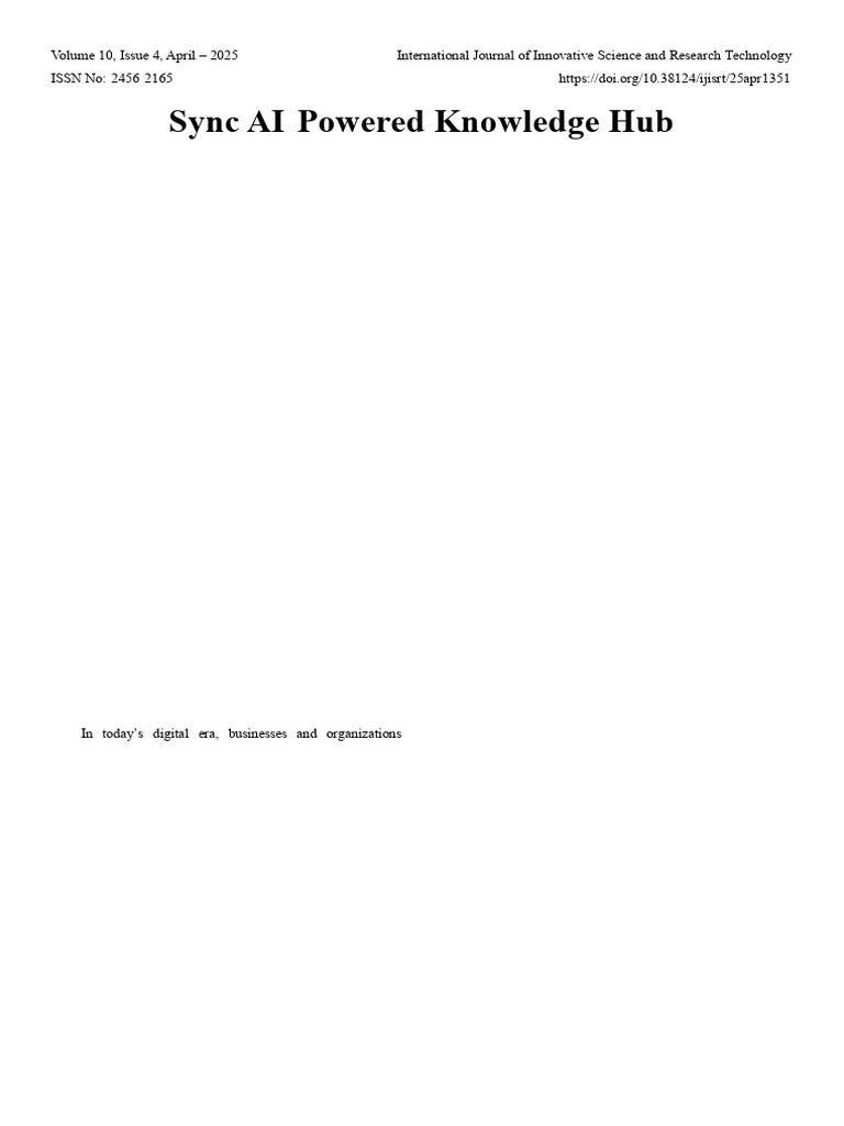 Sync AI Knowledge Hub Overview | PDF | Artificial Intelligence ...
