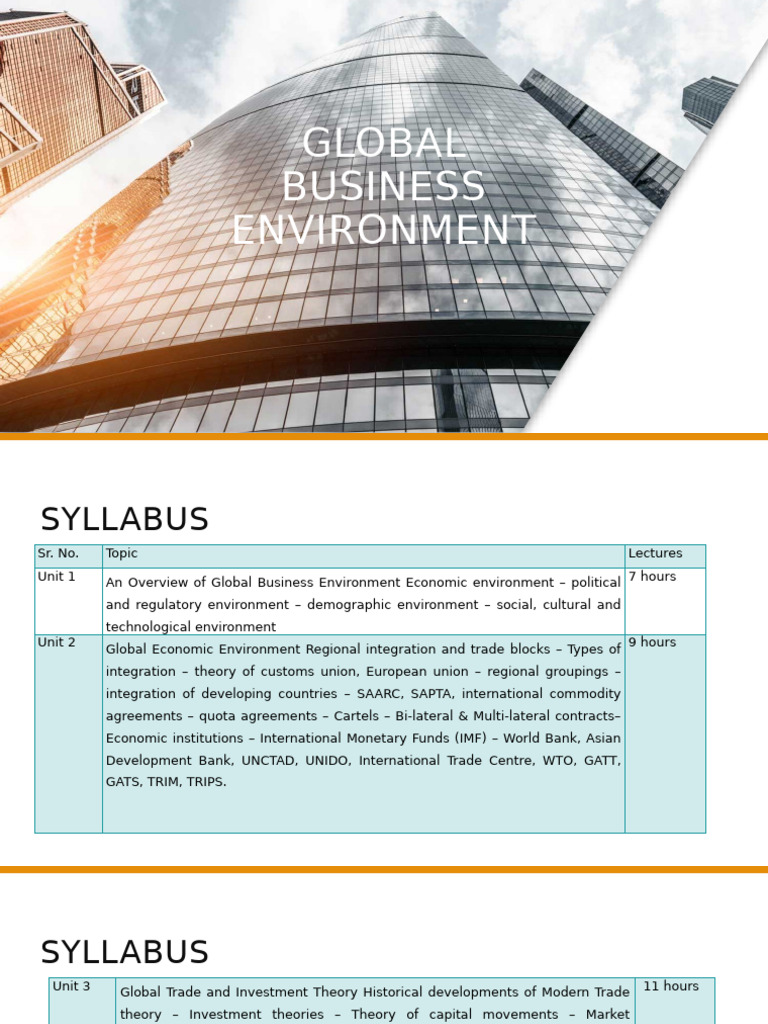 Unit 1 Global Business Environment | PDF | Market (Economics) | Foreign ...