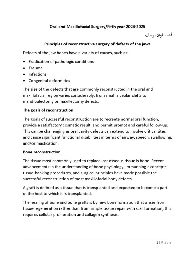 Jaw Reconstruction Surgery Techniques | PDF | Bone | Osteoblast