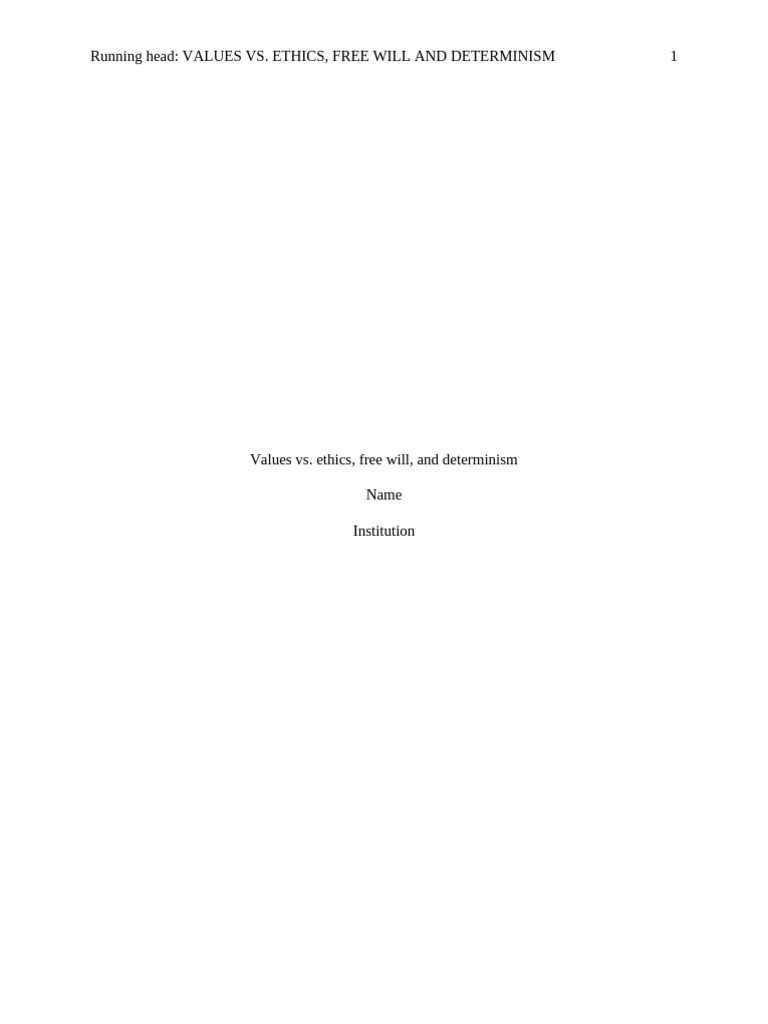 Values, Ethics, Free Will, and Determinism | PDF | Free Will | Israel