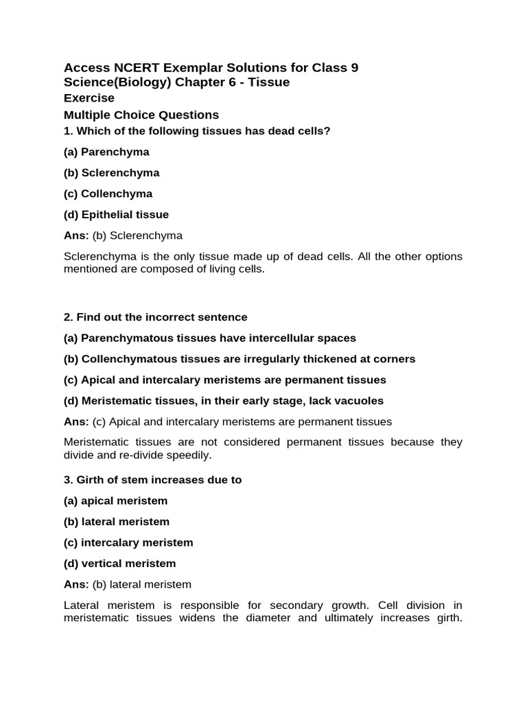 Access Ncert Exemplar Solutions For Class 9 Science Pdf Epithelium
