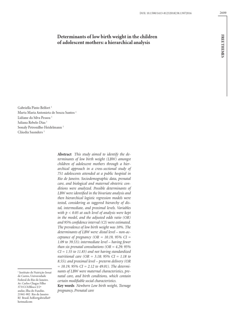 Determinants of Low Birth Weight in Teens | PDF | Low Birth Weight ...