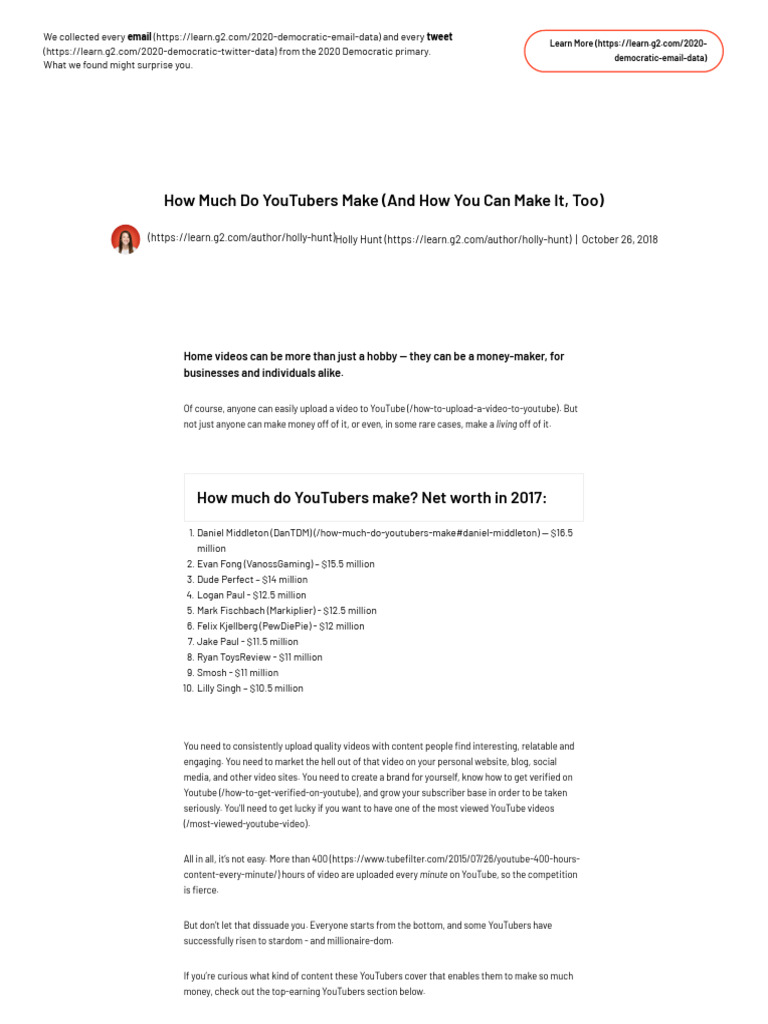 How Much Do YouTubers Make (And How You Can Make It, Too) | PDF | You ...