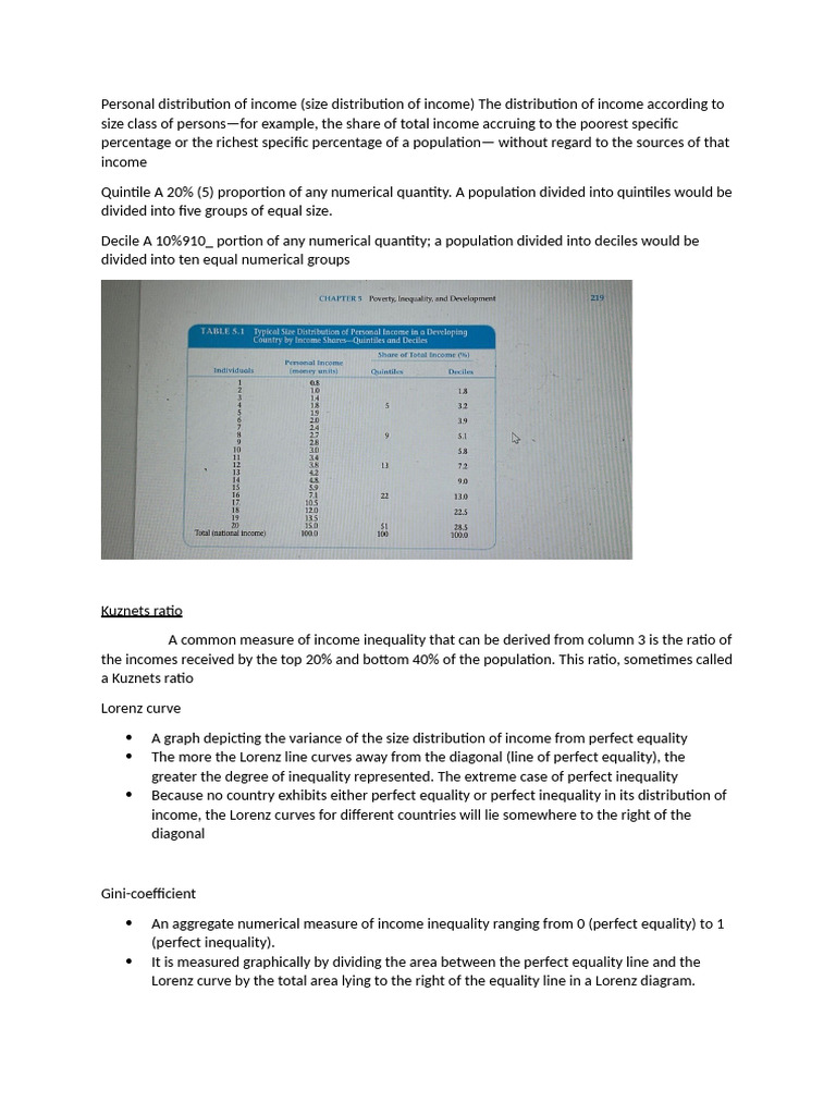 Personal Distribution of Income Explained | PDF | Income Distribution ...