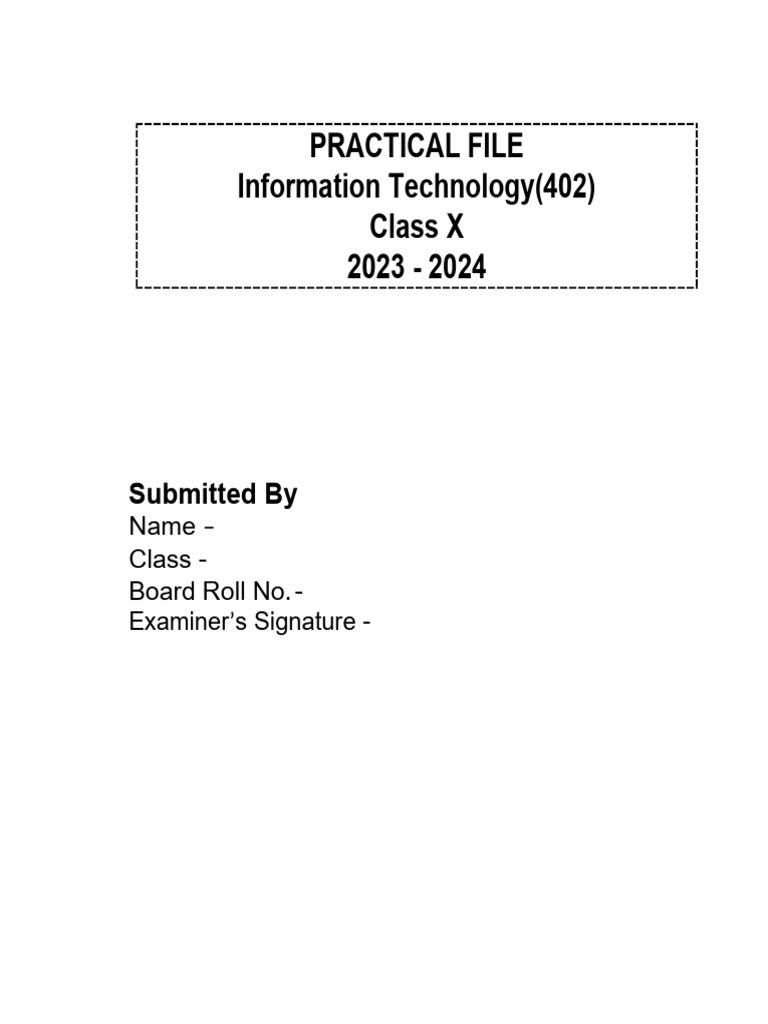 Class 10 IT Practical File 2023-24 | PDF | Hyperlink | Software