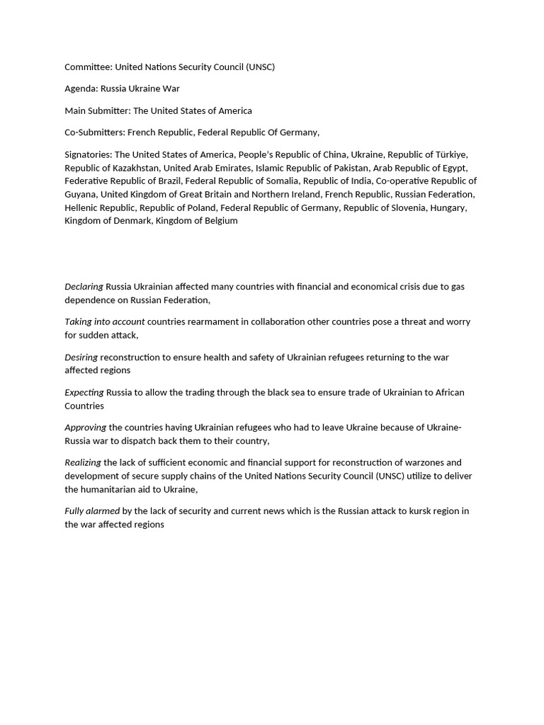 Captainmun'25 UNSC Reso | PDF | United Nations Security Council | Ukraine