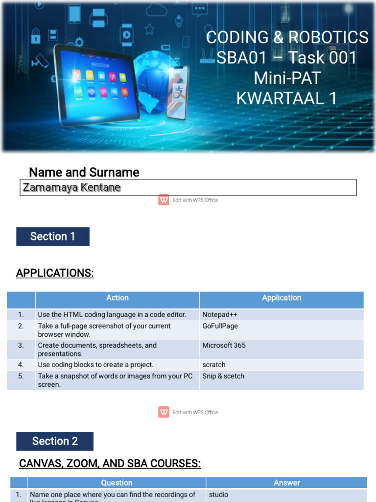 Coding and Robotics SBA Task Guide | PDF | Computer File | Html