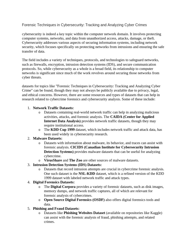 Forensic Techniques In Cybersecurity Pdf Security Computer Security