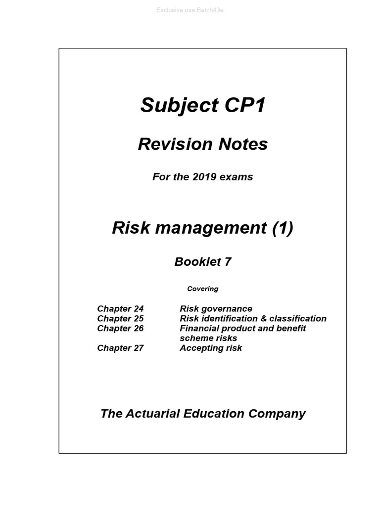 2019 Risk Management Exam Guide | PDF | Risk | Insurance