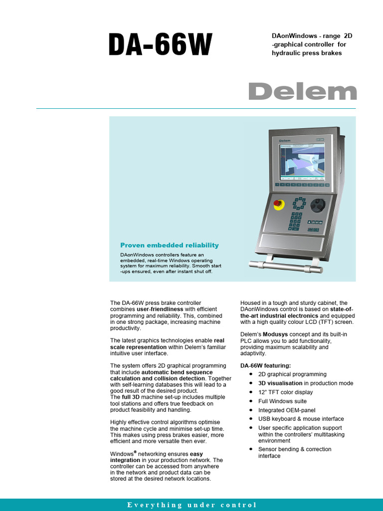 Delem DA-66W Press Brake Controller | PDF | Embedded System | Microsoft ...