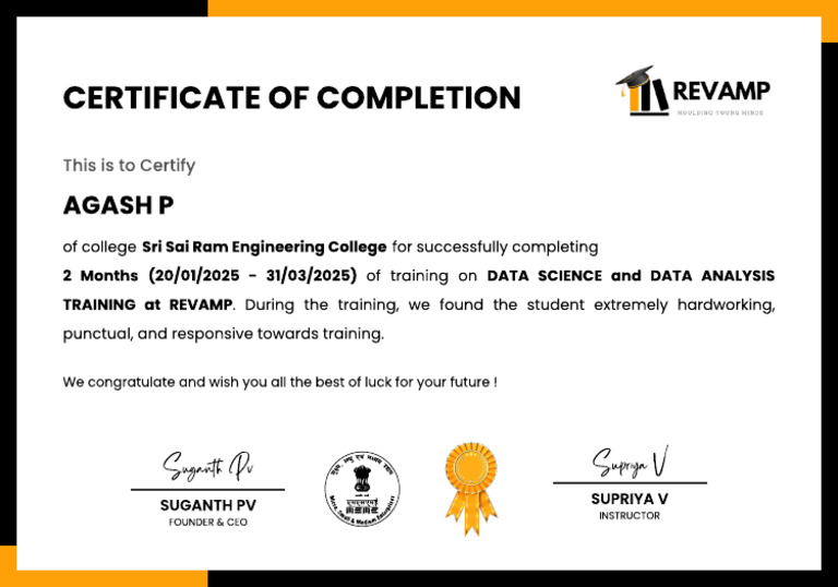 Data Science Training Certificate | PDF