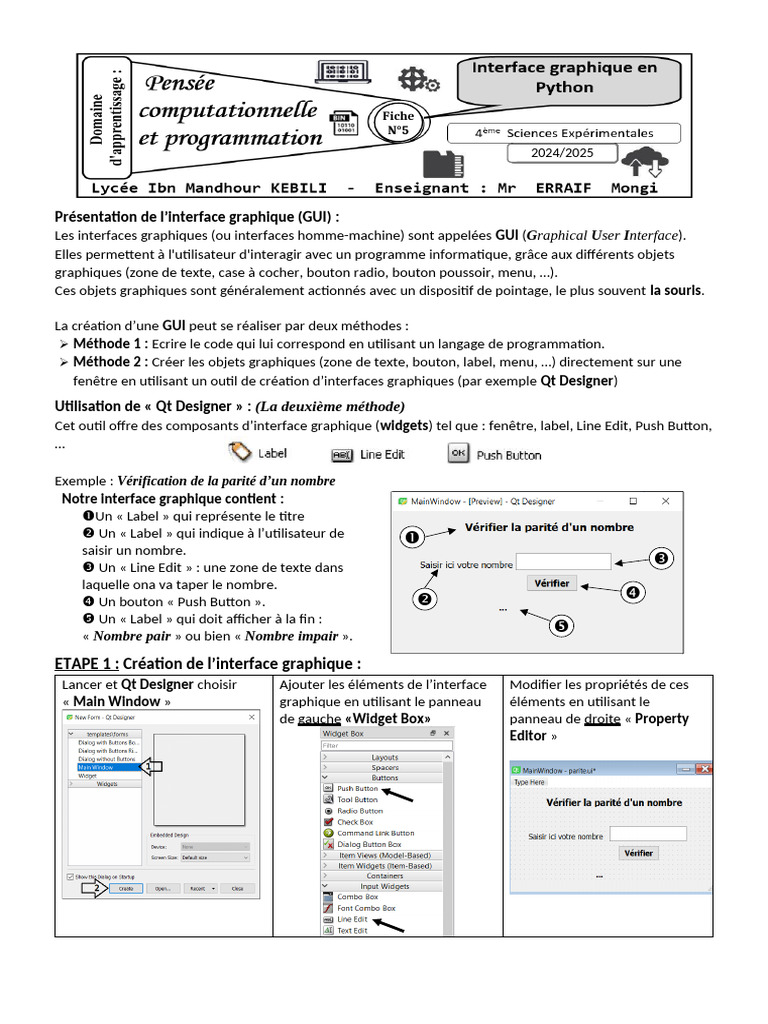Création d'une GUI avec Qt Designer | PDF | Interface graphique ...