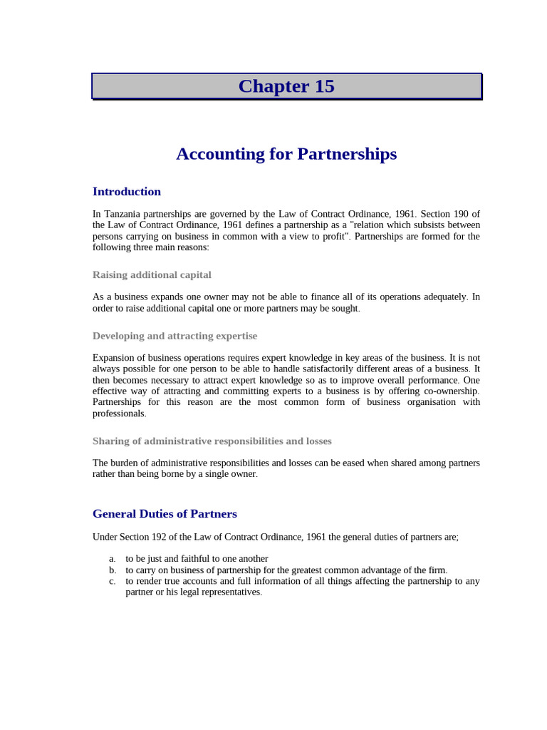 Accounting for Partnerships in Tanzania | PDF | Debits And Credits ...