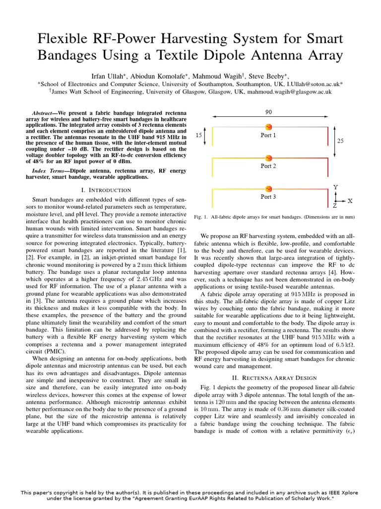 Flexible RF Energy Harvesting for Smart Bandages | PDF | Antenna (Radio ...