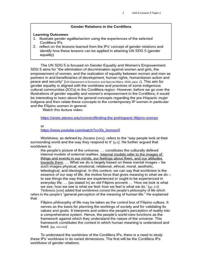 Gender Equality in Cordillera Indigenous Communities | PDF ...
