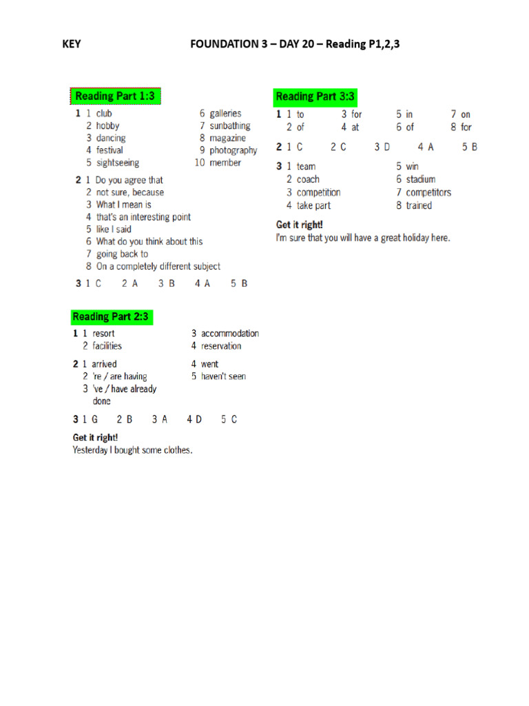 F3 - Day 20 Key | PDF
