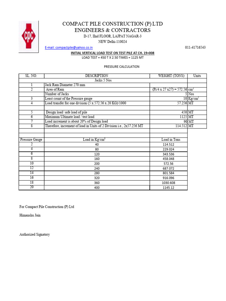 Vertical Load Test Report for Piles | PDF