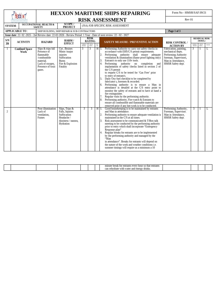 Ship Repair Risk Assessment Guide | PDF | Safety | Occupational Safety ...