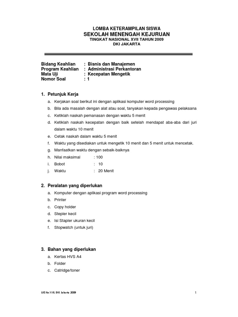 Soal Praktek Mengetik