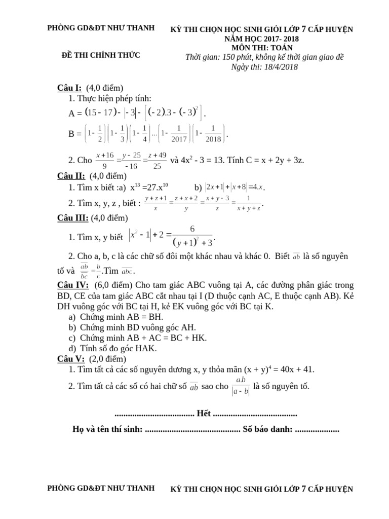 TOAN 7 (Đã In) | PDF