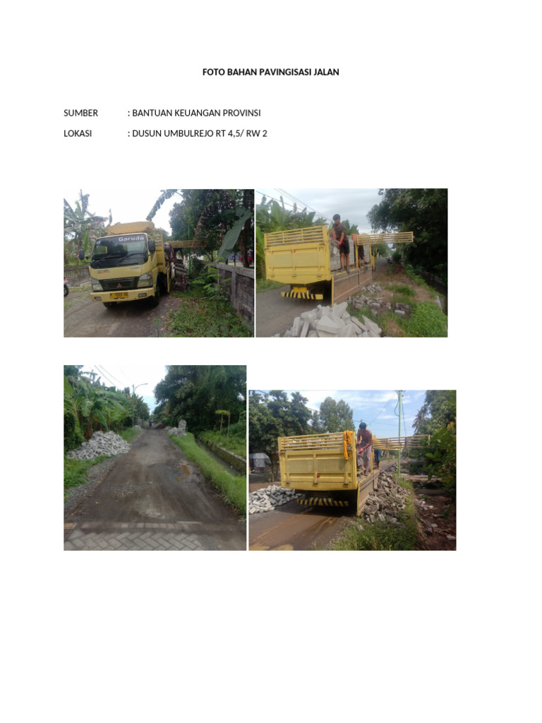 Foto Bahan Pavingisasi Jalan | PDF