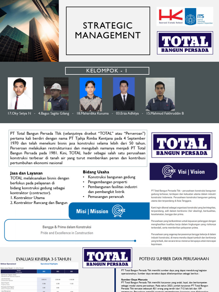 Kinerja dan Strategi PT Total Bangun Persada | PDF
