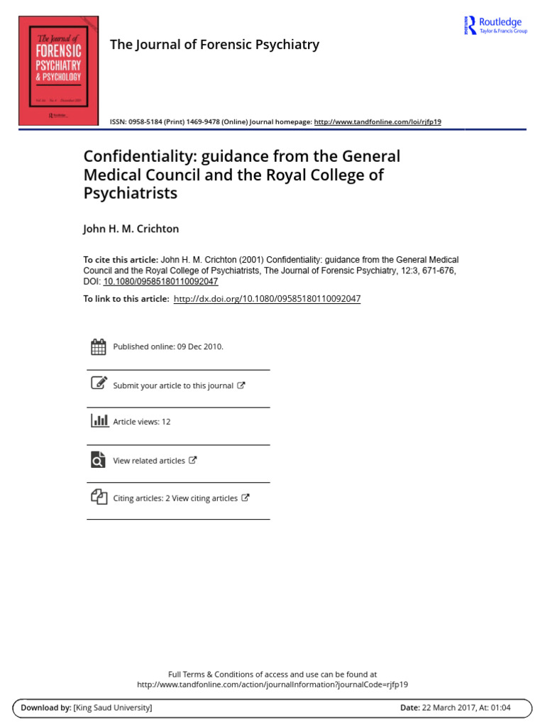 Confidentiality Guidance From The General Medical Council and The Royal ...