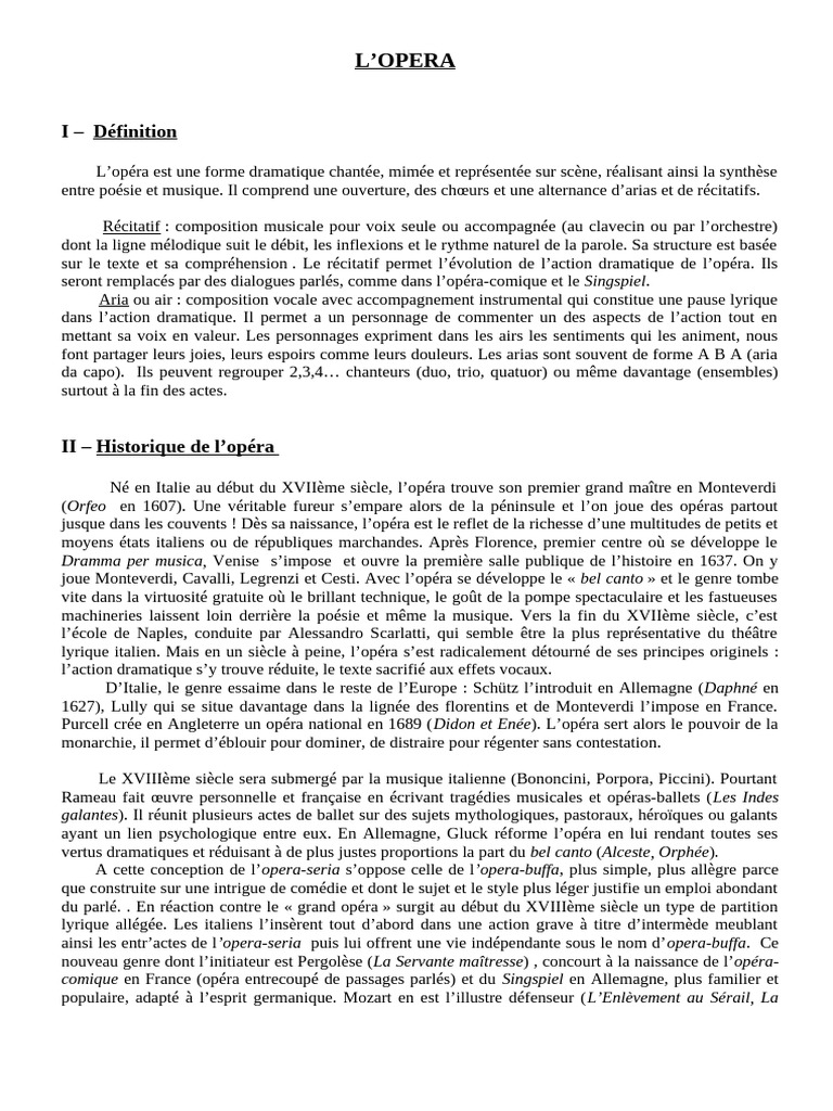 Histoire de l'opéra en Europe | PDF | Opéra | Compositions