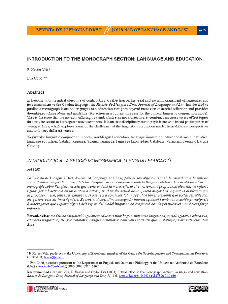 Introduction To The Monograph Section La | PDF | Catalonia ...