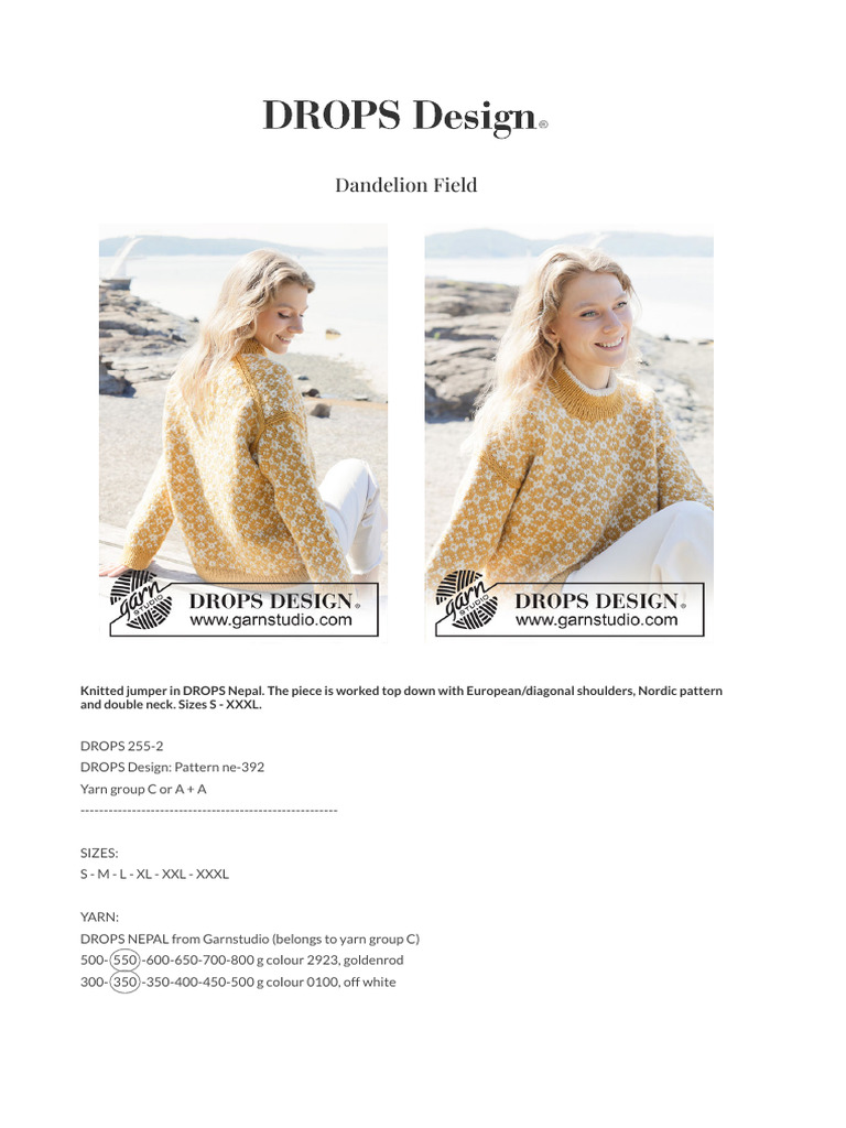 Dandelion Field Knitting Pattern Guide | PDF | Knitting | Knitting Needle
