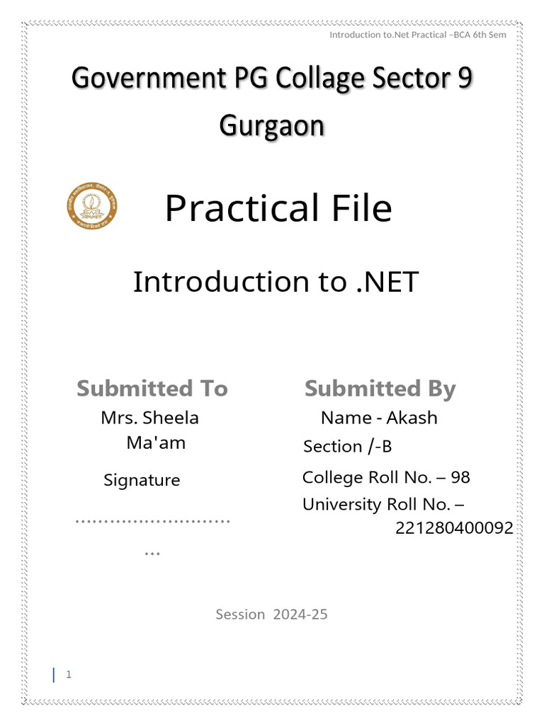 .NET Practical Exercises for BCA 6th Sem | PDF | C Sharp (Programming ...