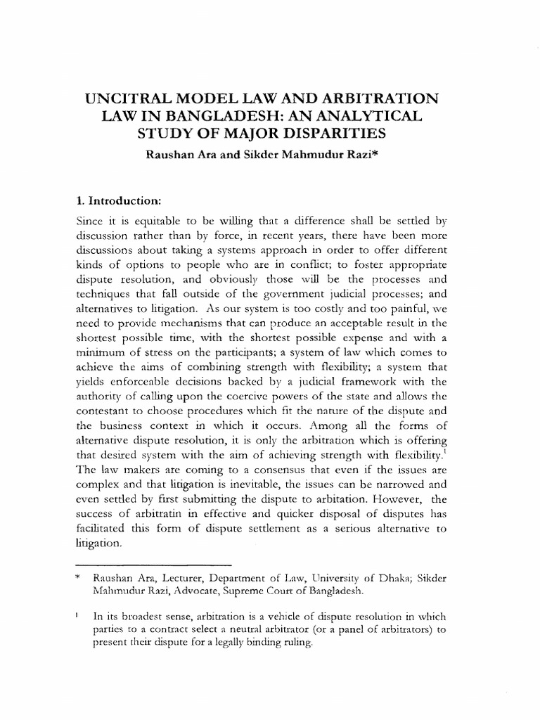 Uncitral Model Law and Arbitration Law I | PDF | Arbitral Tribunal ...