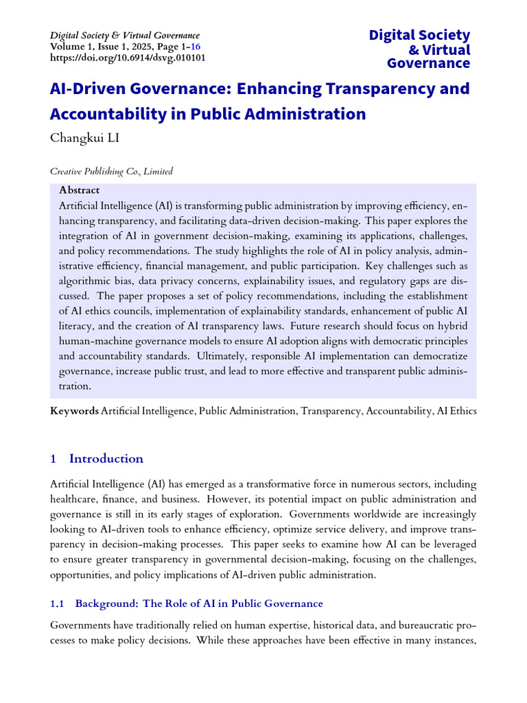 AI-Driven Governance for Transparency | PDF | Artificial Intelligence ...