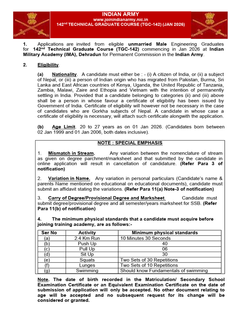 TGC-142 Notification for Jan 2026 | PDF | Computer Science | Engineering