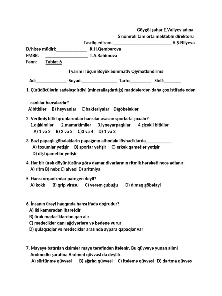 6 Ci Sinif Bsq Tebiet Yeni Pdf