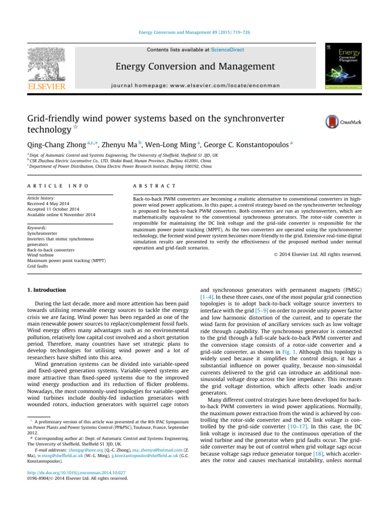 Grid-Friendly Wind Power with Synchronverters | PDF | Electric ...