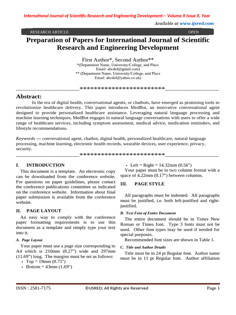 IJSRED Paper Formatting Guidelines | PDF | Typefaces | Paragraph