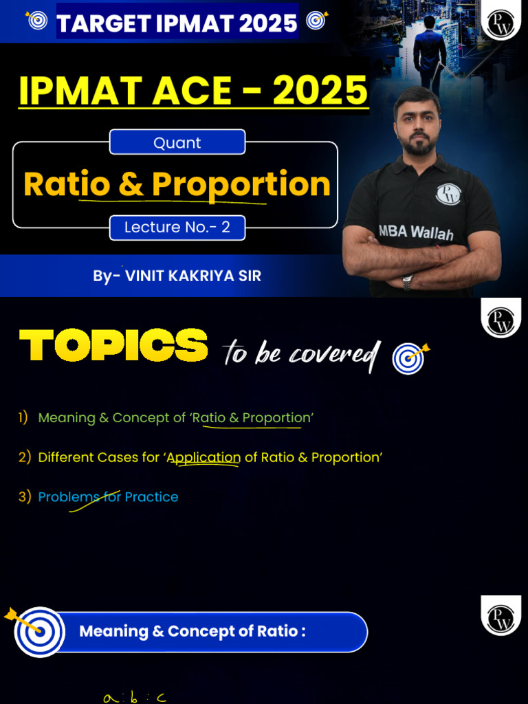 Ratio & Proportion Concepts for IPMAT 2025 | PDF | Economies