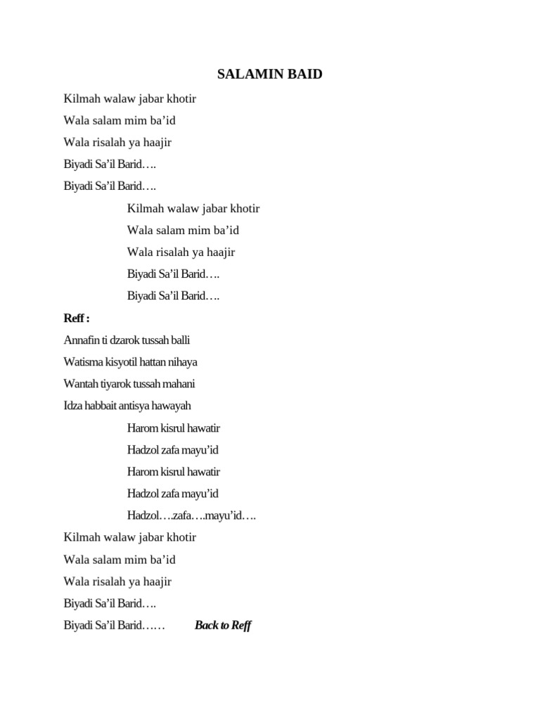 Lirik Salam Mim Baid dan Artinya | PDF