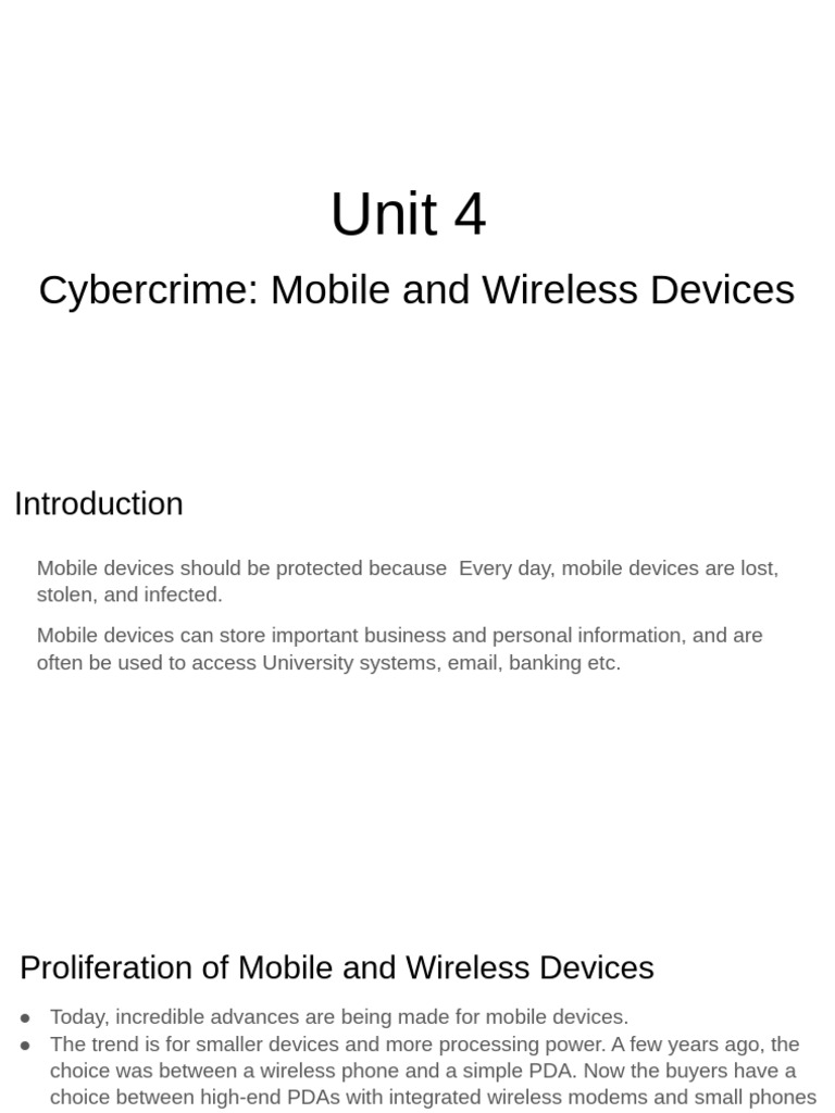 Unit 4 Cybercrime Mobile And Wireless Devices Pdf Personal