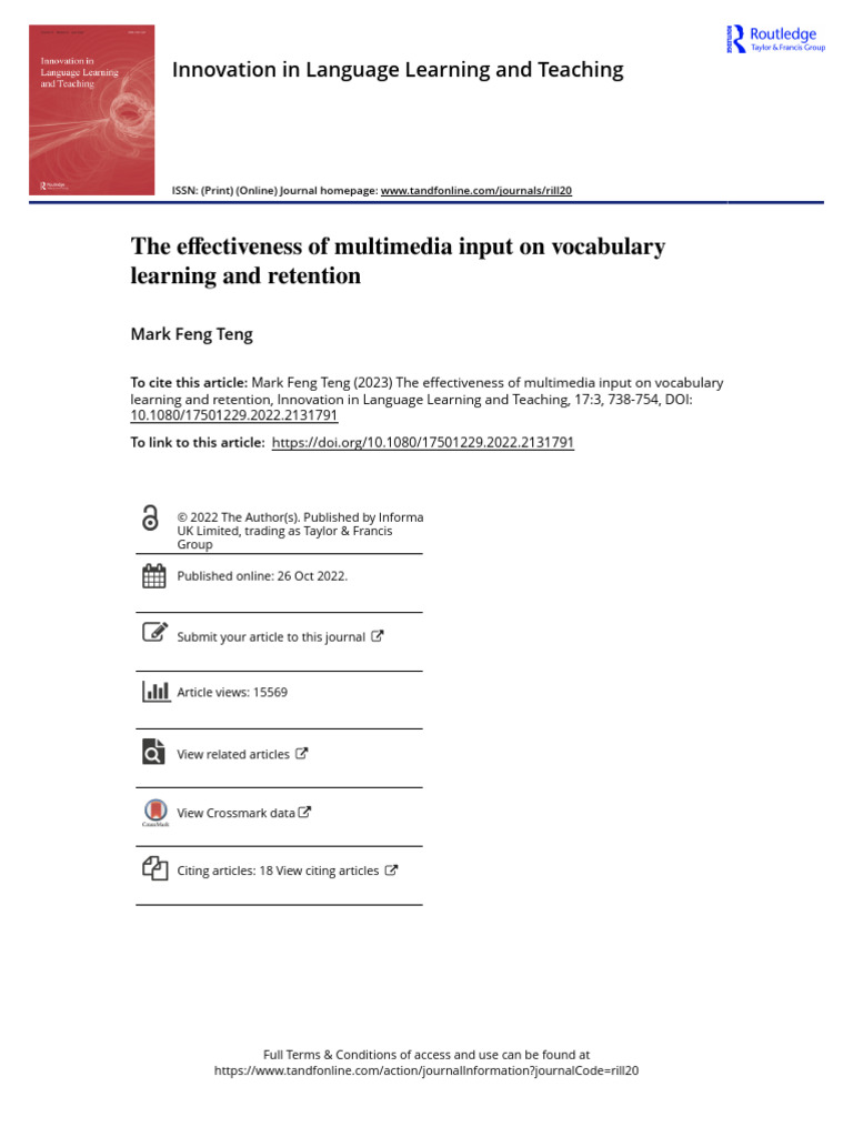 The Effectiveness of Multimedia Input On Vocabulary Learning and ...