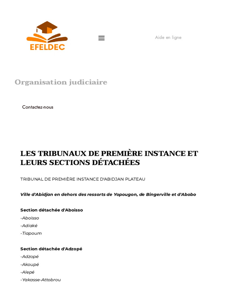Tribunaux de Première Instance en Côte d'Ivoire | PDF | Compétence | Juge
